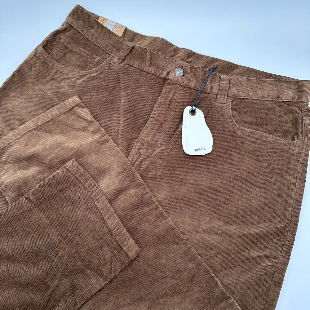 prAna Men's Campfire Cord Slim‎ Fit Tapered Leg Pant, Size W38 x L30, Rich Earth